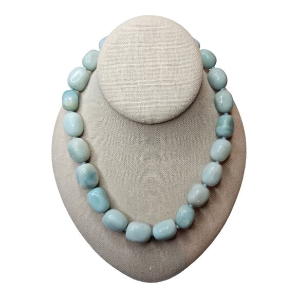Gold Stone Jewelers Semi-precious Blue Chalcedony Necklace Sterling Silv… - Picture 3 of 6